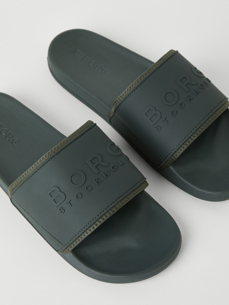 Björn Borg Romeo badtofflor i grönt med Borg-logo – baksida