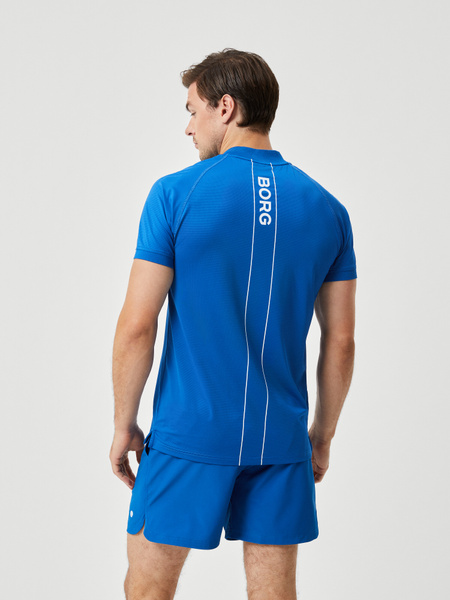 Björn Borg Ace Performance Zip Polo blå – kortärmad zip-tröja – baksida