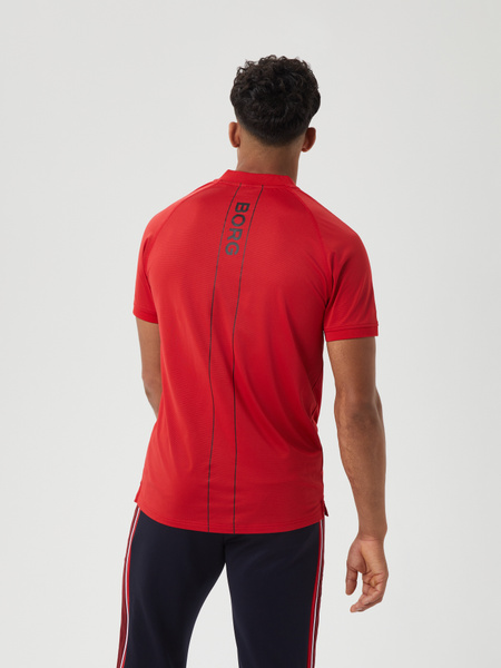 Björn Borg Ace Performance Zip Polo – röd träningspiké – baksida