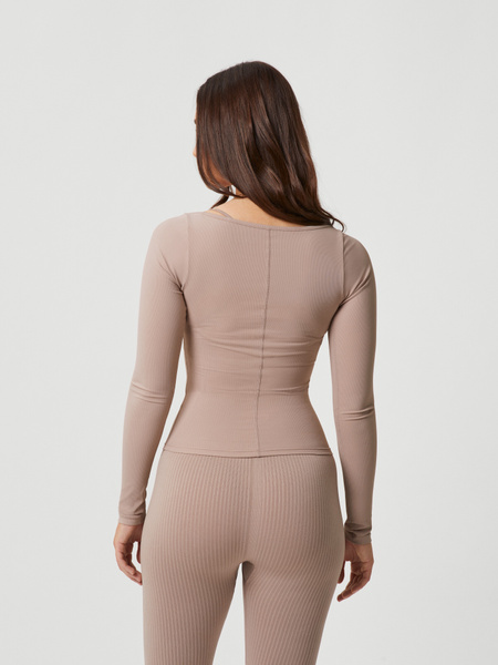 Björn Borg Studio långärmad topp med slim fit, beige – baksida