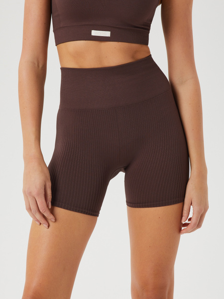 Björn Borg Studio Seamless Rib Shorts Brun – träning dam – baksida