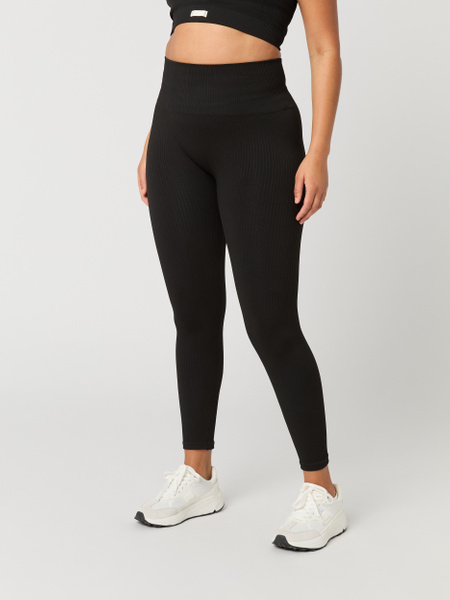 Björn Borg Studio Seamless Rib tights i svart för dam – baksida