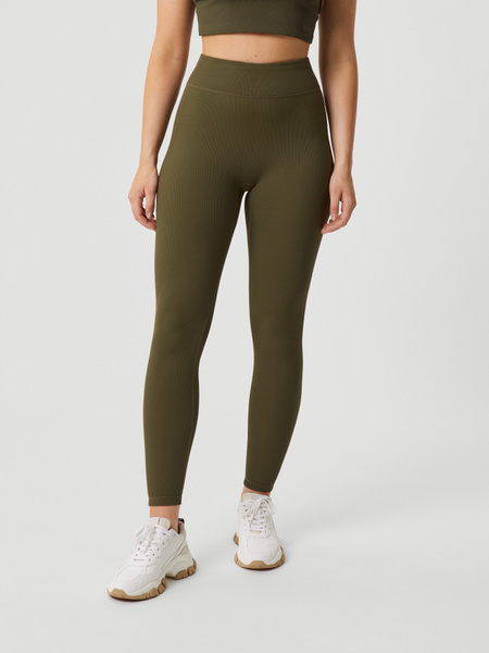 Björn Borg Studio ribbade högmidjade tights i grönt – baksida