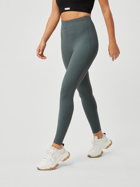 Björn Borg Studio ribbade tights med hög midja, grön – baksida