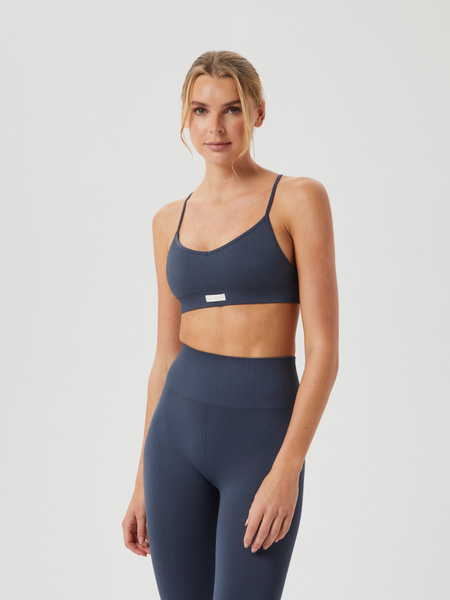 Björn Borg Studio Seamless Ribbed Strap sport-bh marinblå – baksida