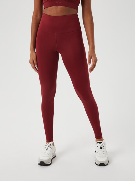 Björn Borg Borg Logo Tights i rött med hög midja i röd – baksida