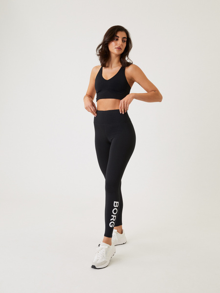 Björn Borg Logo Tights i svart med hög midja – baksida