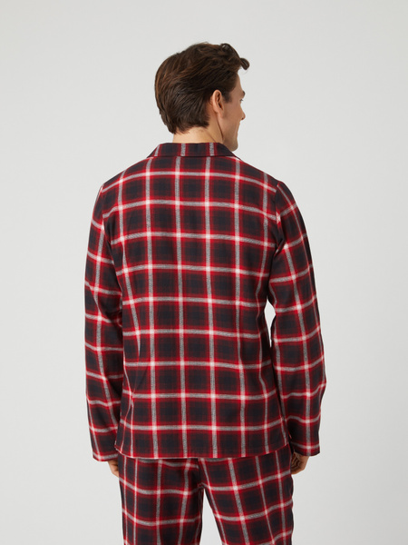 Björn Borg Core Flannel pyjamasskjorta i rött – borstad bomull i röd – baksida
