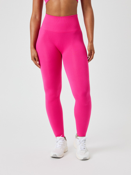 Björn Borg Studio Seamless ribbade tights – rosa hellånga – baksida