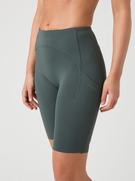 Björn Borg Running Short Tights – korta löpartights dam i grön – baksida