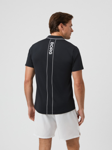 Björn Borg Ace Polo i svart – lätt funktionspiké med krage – baksida