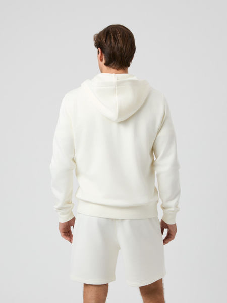 Björn Borg Centre Zip Hoodie i vitt – mjuk fleece med dragkedja – baksida