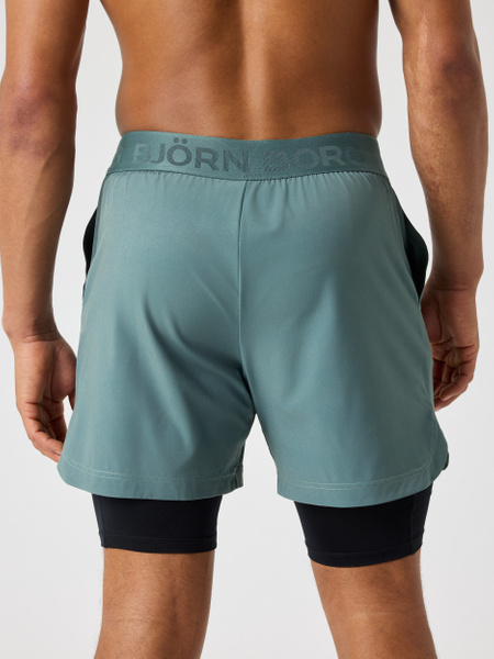 Björn Borg 2-in-1 träningsshorts för herr, grön – baksida