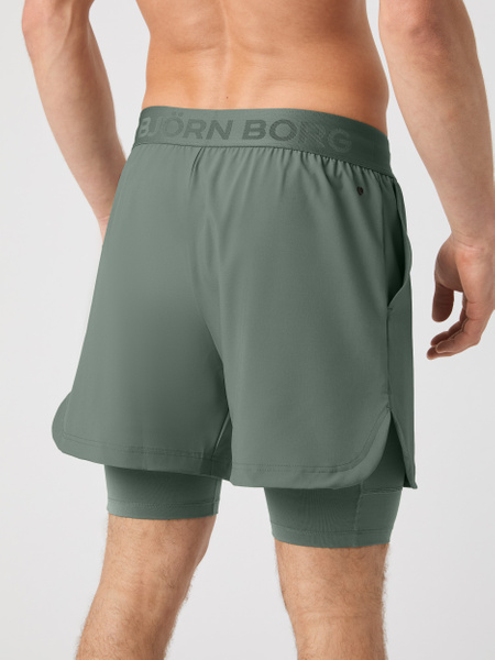 Björn Borg 2-in-1 shorts i grönt med innershorts – baksida