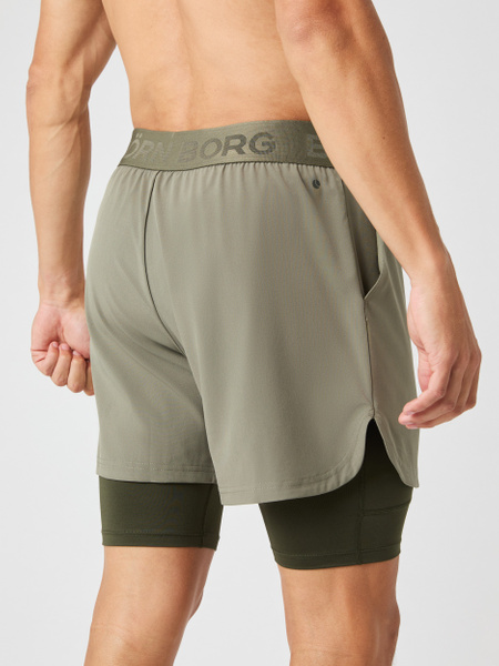 Björn Borg Borg 2-in-1 shorts i grönt för herr – baksida