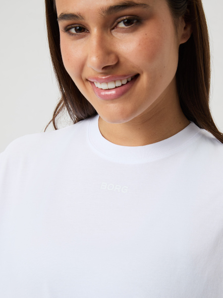 Björn Borg Studio Oversized T-shirt i bomullsmix – dam i vit – baksida