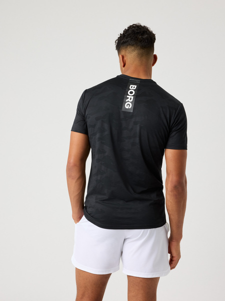 Björn Borg Performance T-shirt i svart – jacquardstickad – baksida