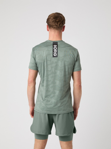 Björn Borg Performance t-shirt herr i grönt – jacquardstickad – baksida