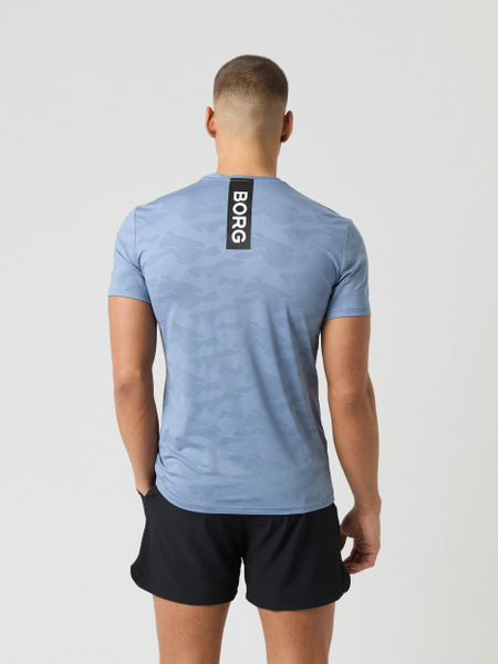 Björn Borg Performance T-shirt i blått – jacquardstickad – baksida
