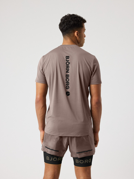 Björn Borg Running Perforated T-shirt – brun löpar-tee herr – baksida