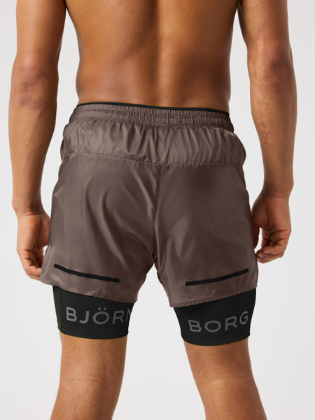 Björn Borg Performance Shorts 2-in-1 – brun träningsshorts – baksida