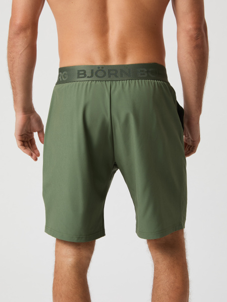 Björn Borg Shorts 9 tum i grönt – lätta med Borg-tryck – baksida