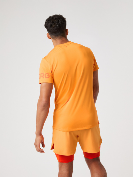 Björn Borg träningst-shirt dam i orange med stretch – baksida