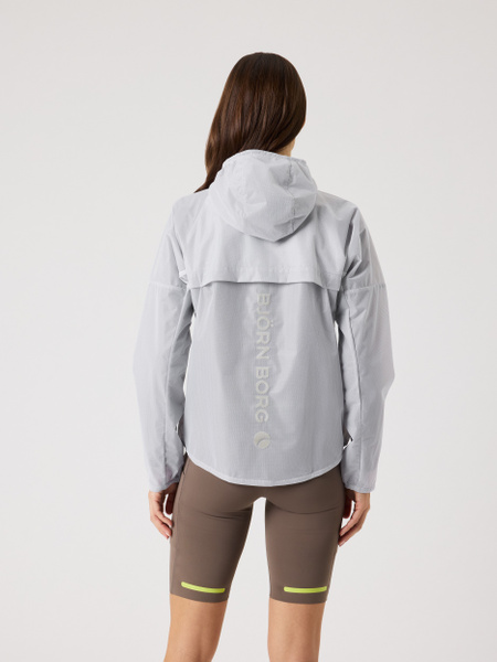 Björn Borg Running Jacket – vit löparjacka med vikbar huva – baksida