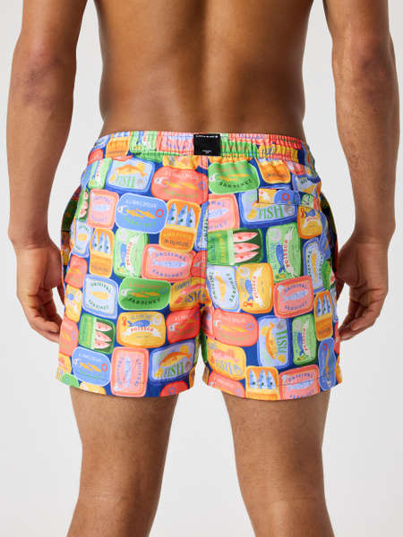 Björn Borg Print badshorts blå – mönstrad herrmodell i Repreve – baksida