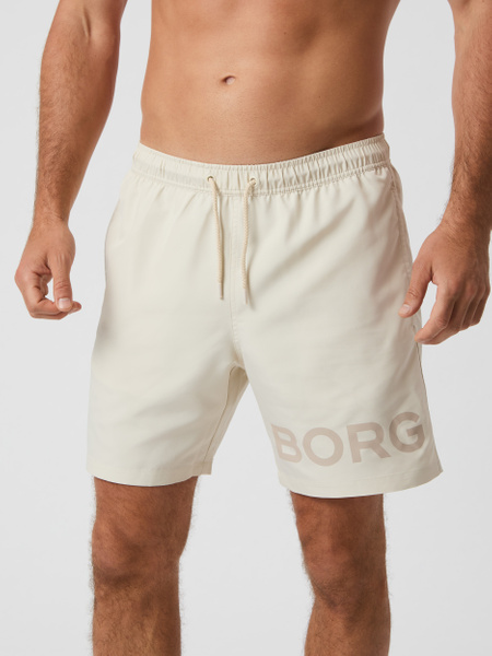 Björn Borg Swim Shorts i vitt – snabbtorkande med Borg-tryck – baksida