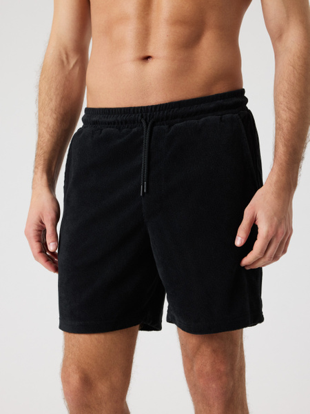Björn Borg Toweling Pool Shorts – svart badshorts i frotté – baksida