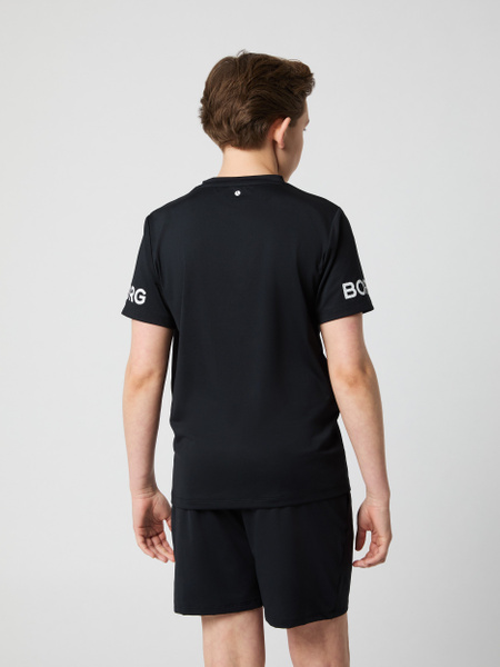 Björn Borg sportig t-shirt för barn i återvunnet tyg i svart – baksida