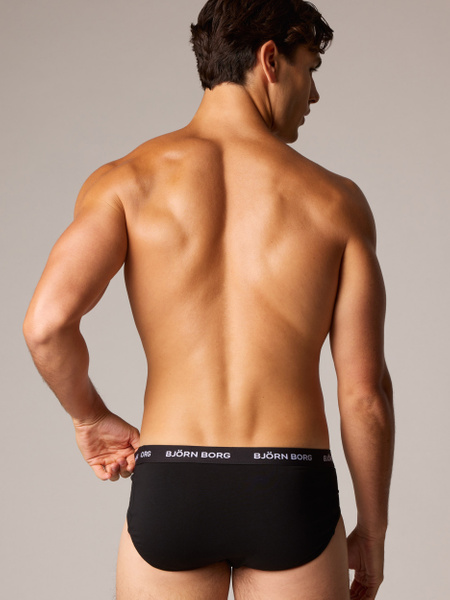 Björn Borg Cotton Stretch briefs 3-pack i svart – baksida