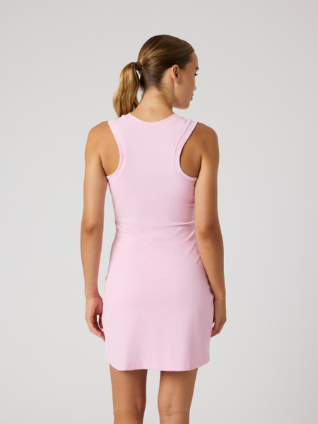 Björn Borg Ace Ribbed Dress – rosa ribbad tennisklänning – baksida