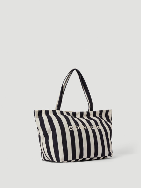 Björn Borg Beach Tote 27 l i svart – randig strandväska – baksida