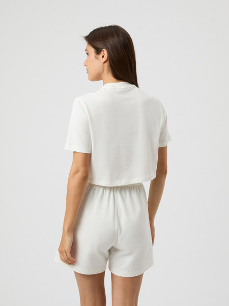Björn Borg Studio Oversized Cropped T-shirt i bomull – dam i vit – baksida