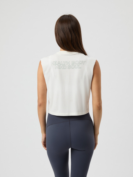 Björn Borg Borg Cropped Tank Top – vit croppad linne i bomullsmix – baksida