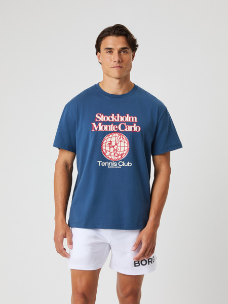 Björn Borg Classic Print t-shirt i blått – baksida