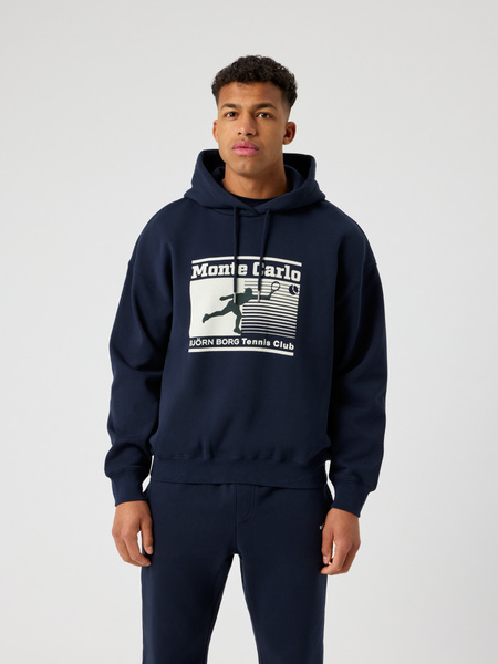 Björn Borg oversized hoodie i mjuk fleece, marinblå – baksida