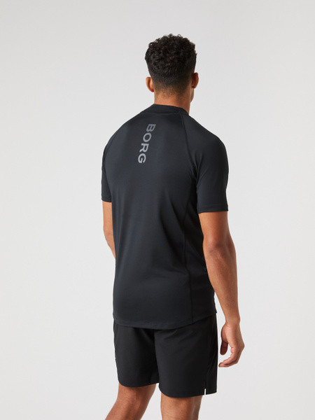 Björn Borg Borg Mock Neck T-shirt – svart tränings-tee med mesh – baksida