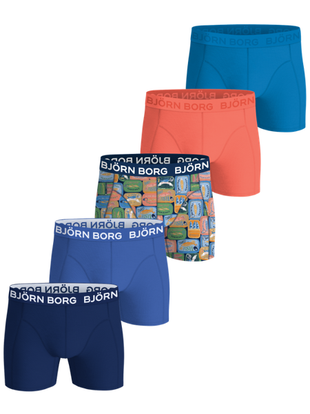 Björn Borg Cotton Stretch Boxers 5-pack Blå, L