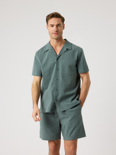 Björn Borg Borg Seersucker Resort Shirt Grøn, XXL