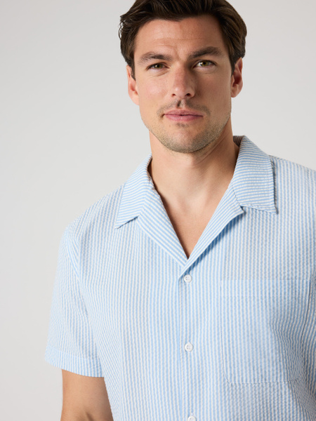 Björn Borg Borg Seersucker Resort Shirt Blå, XXL