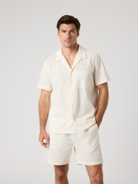 Björn Borg Resort Shirt herr – vit kortärmad i seersucker – baksida