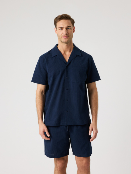 Björn Borg Borg Seersucker Resort Shirt Marinblå, XXL | Apparel & Accessories - Clothing - Shirts & Tops | ModeLejon