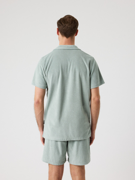 Björn Borg Toweling Pool Shirt i frotté – grön camp collar-skjorta – baksida