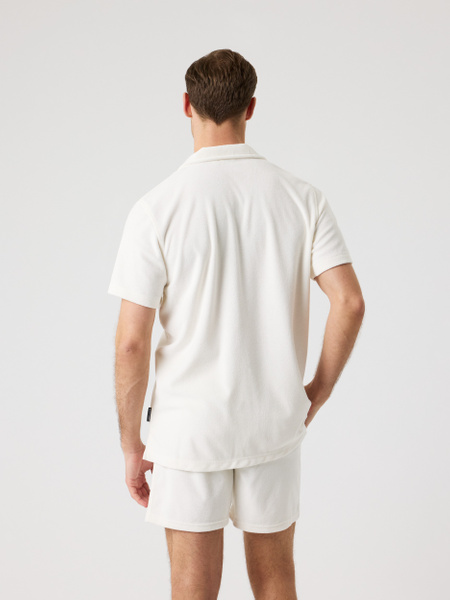 Björn Borg Toweling Pool Shirt i frotté – vit camp collar-skjorta – baksida