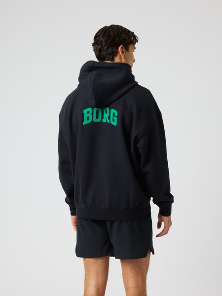Björn Borg oversized hoodie i svart med tung fleece – baksida