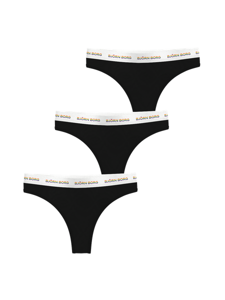 Björn Borg Logo Thongs 3-pack Svart, XXL