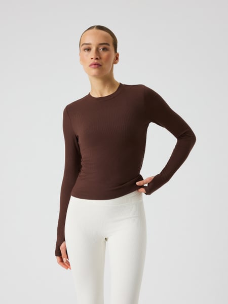 Björn Borg Studio Ribbed Cropped Long Sleeve Brun, S